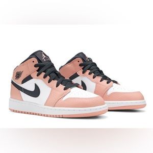 JORDAN 1 MID (PS) ‘PINK QUARTZ/DK SMOKE GREY’